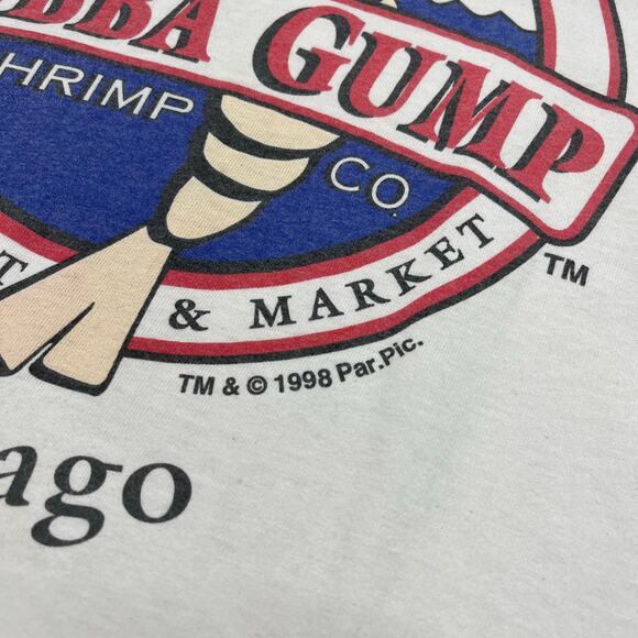 Vintage 1998 Bubba Gump Shrimp Co Chicago White Men L Forrest Gump Movie Tee - Picture 10 of 10